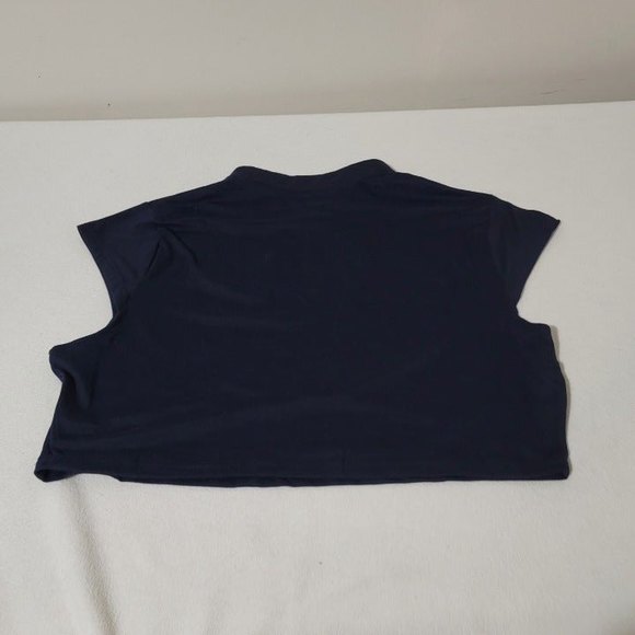 Shein crop top mandarin collar keyhole navy 4x plus - Picture 7 of 9